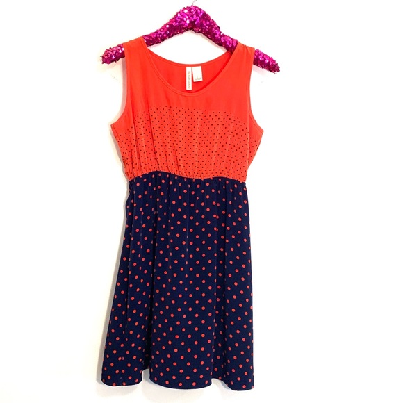 Red Camel Dresses & Skirts - [Red Camel] Blue/Orange Polka Dot Dress - Large
